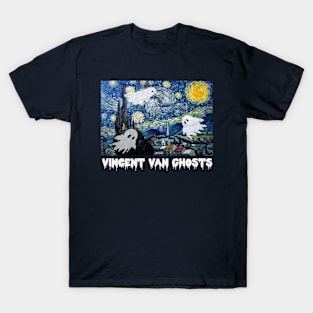 Vincent Van Ghosts Starry Night Van Gogh Halloween Pun T-Shirt